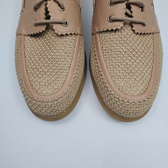 Dolce Vita Darsen Woven Loafer Womens 8 Tan Raffia Lace Up Boat Shoe Casual NEW - Picture 6 of 15